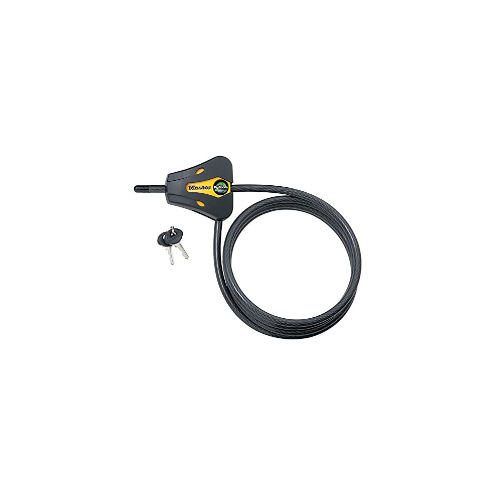 Master Lock, Python Adjustable Keyed Cable Lock, 6 ft. Long, 8419DPF, Black and Yellow, 6' x 5/16" Diameter
