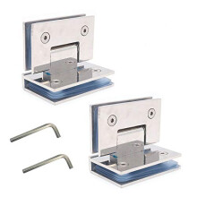 Set of 2 NUZAMAS Frameless Glass Door Hinges, Brackets Panels to Panels, Shower Door Hinge Glass Panel Mounted Suitable 8-12mm Glass Panel, 80-100cm