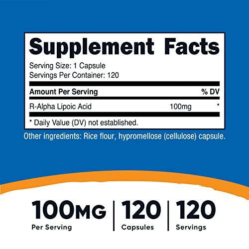 Nutricost, R-Alpha-Liponsäure, 100 mg, 120 Kapseln 1