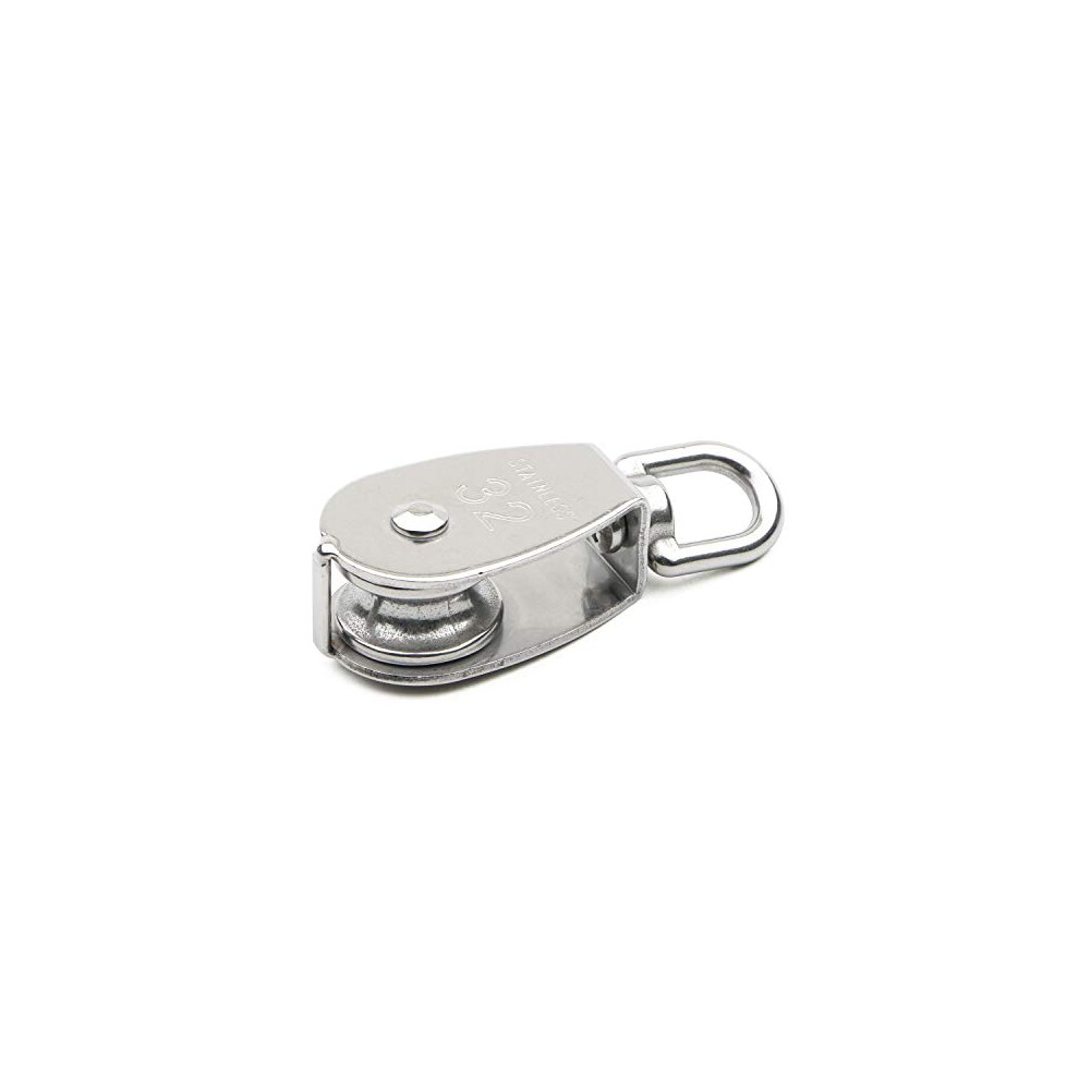 304 Stainless Steel Single Pulley Block M32 Pulley Wheel Loading 250Kg (Sliver) 744430902496
