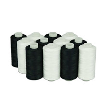 White and Black Colors Cotton Sewing Quilting Thread for Sewing Machines - 550 Yards/Spool