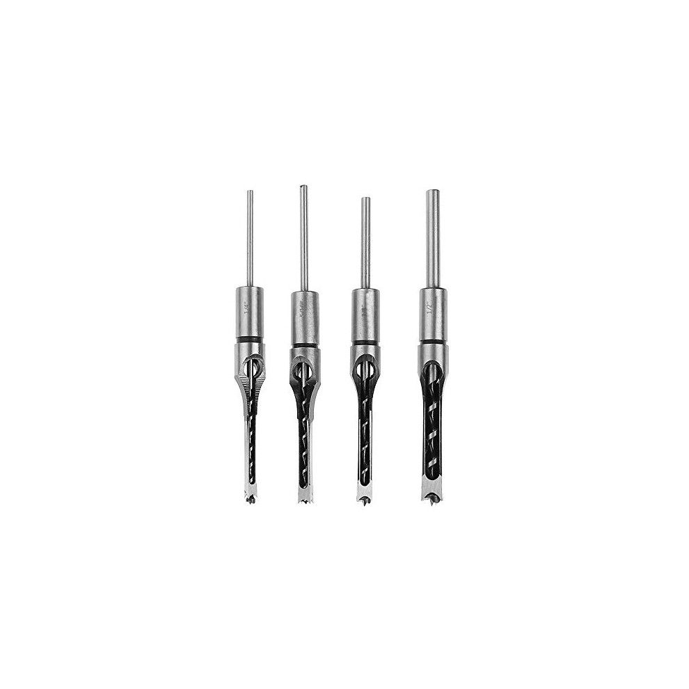 4Pcs Square Hole Drill Bit Sets, Woodworker Square Hole Drill Bits Woodworking Square Mortising Chisel Set 778862948593