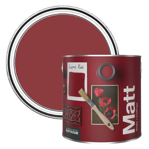 Rust-Oleum Colours Matt Emulsion Wall and Ceiling Paint - Empire Red 2.5L