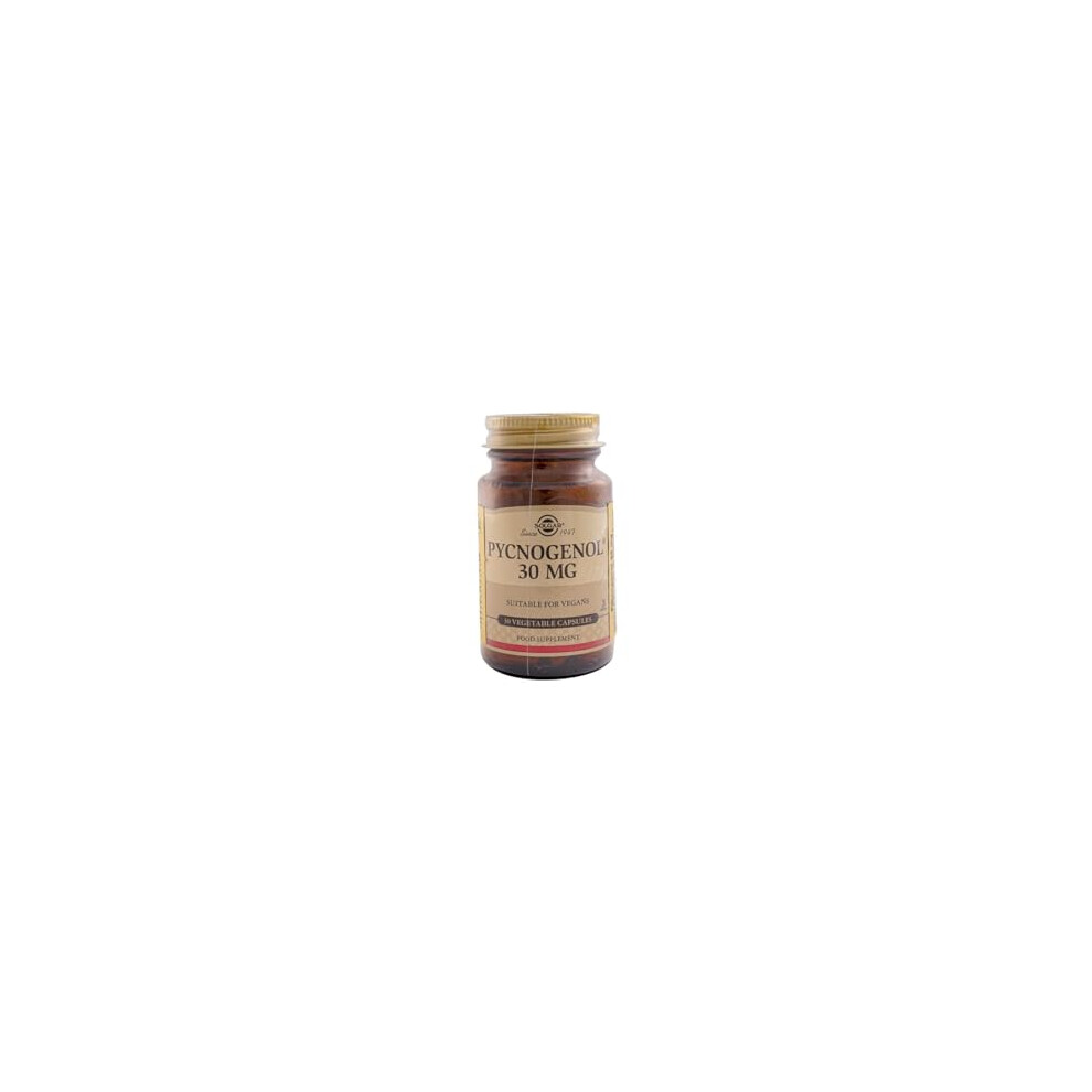 Pycnogenol 30 mg Vegetable Capsules - Pack of 30 - Improves Vitamin C Absorption - Vegan, Gluten Free and Kosher