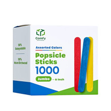 Colored Popsicle Sticks for Crafts - [1000 Count] 6 Inch Jumbo Multi-Purpose Wooden Sticks