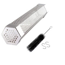 Pellet Smoker Tube BBQ Smoking Tube 12inch Stainless Steel Portable Hexagonal Smoking Tube for Grilling Meat Outdoor BBQ Kitchen Cooking with Cleaning