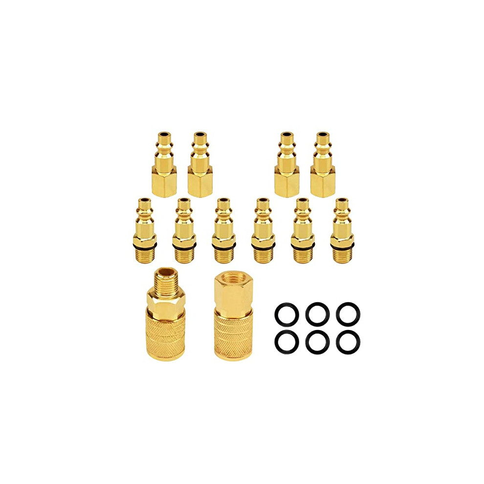 Air Coupler And Plug Kit Nutmanel 1/4 Npt Air Fittings 12 Pieces Industrial Type D Quick Connect Set 740379334350