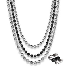 30ft Stainless Steel Ball Bead Chain with 40 Matching Connectors, 16ft 2.4mm Silver Ball Chain, 6.5ft 2.4mm Black Ball Chain, 6.5ft 3mm Silver Ball