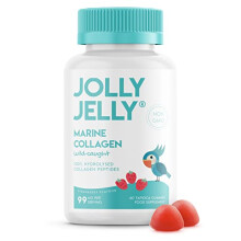 Marine Collagen Gummies by Jolly Jelly - Wild-Caught Marine Collagen Tapioca Gummies - Type 1 Hydrolysed Collagen - Strawberry Flavour - 60 Gummies.