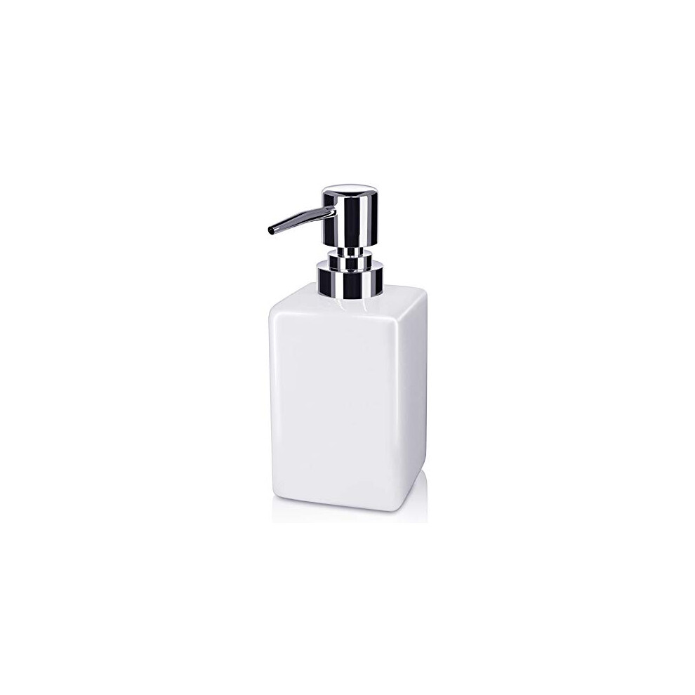 Ceramic Soap Dispensers, 320ML Square Classical Soap & Lotion Pump Dispenser for Kitchen/Bathroom/Laundry Room, Refillable Shampoo, Hand Soap, Dish