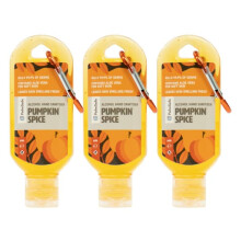 Palm Safe Pumpkin Spice 3 Pack 60ml Anti Bacterial Premium Hand Sanitiser Travel Size Refillable Clip Bottle Quick Drying Non Sticky Extra
