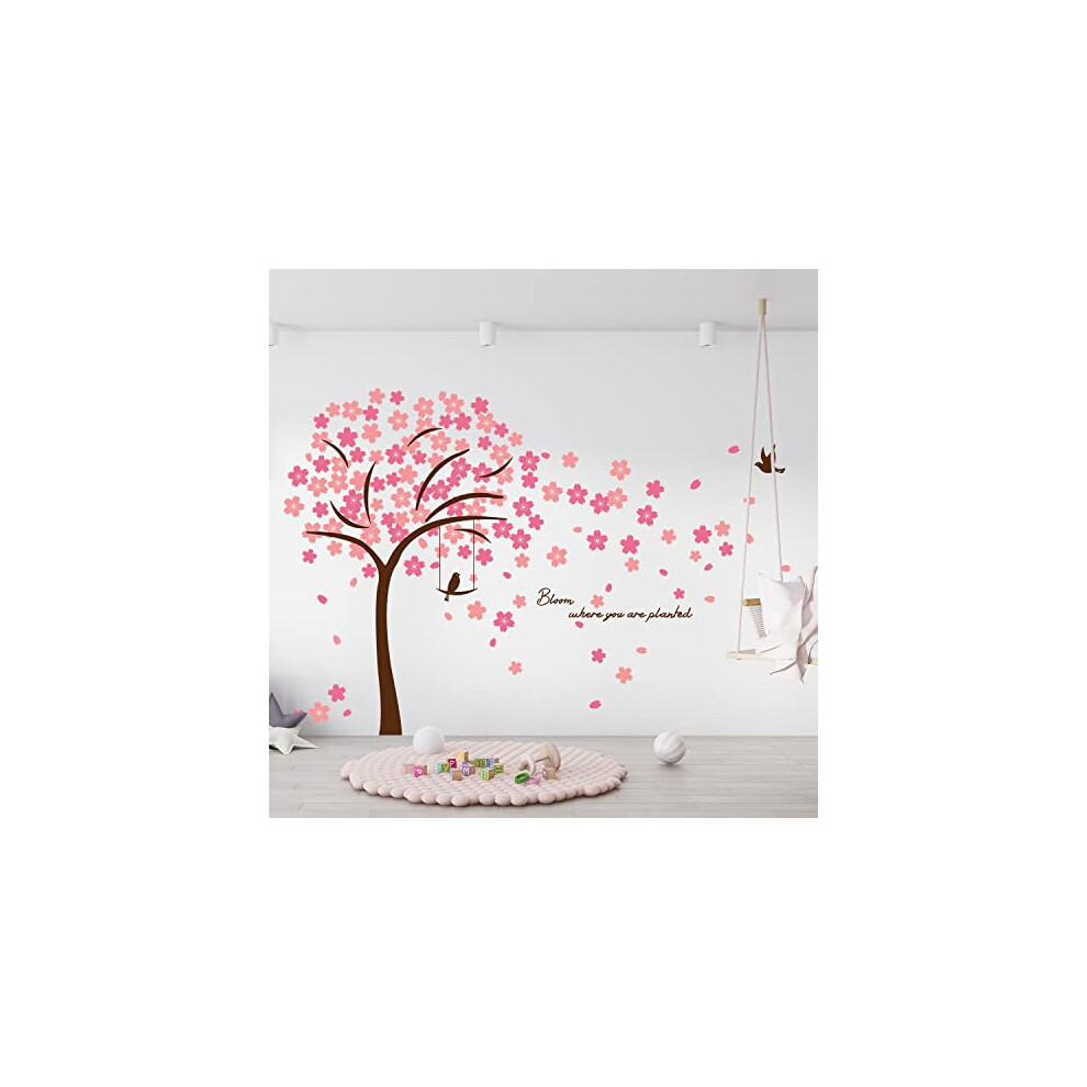 Walplus Kids Sticker Clearance Nursery Bedroom Wall Decor Characters Colorful Creatures Joyful Adventures Fun-Filled Toddler's Room Cherry Blossom Tree Decal