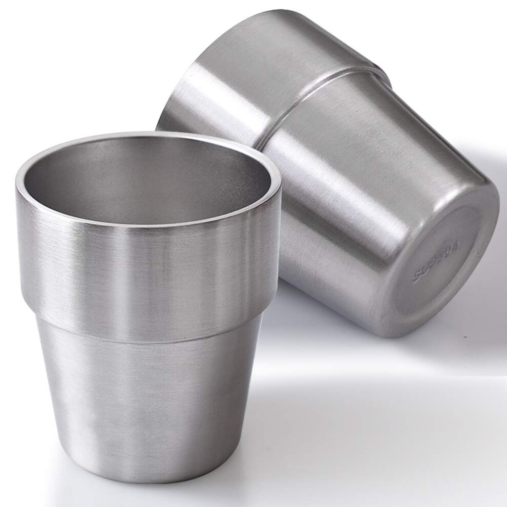 Stainless Steel Tumblers, 10 Oz / 300 ml Metal Cup, Double Wall Drinking Mug for BBQ/Home/Office/Party/Driving – Set of 2 Packs