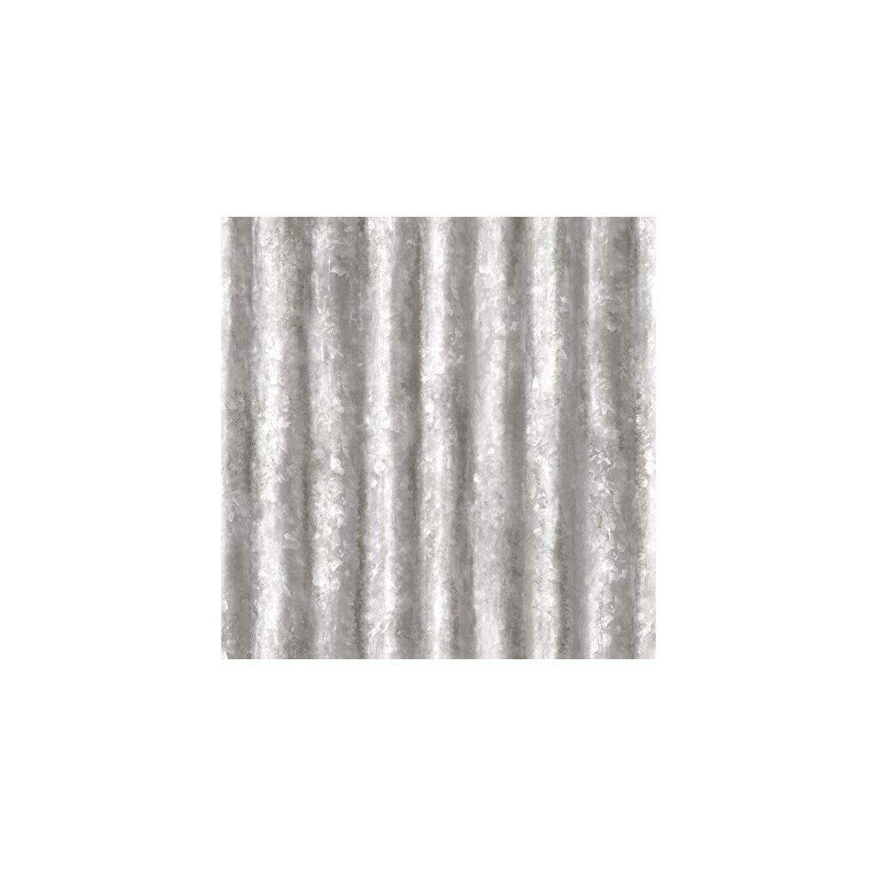 Bhf Fd22336 Reclaimed Corrugated Metal Shine Wallpaper - Silver 5011419223367
