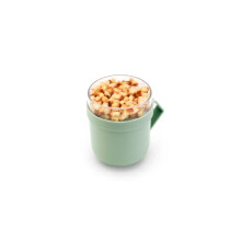 - Make & Take Soup Mug 0.6L - with Screw-On Toppings Container (180 ml) & Handle - Leakproof - Large Opening - Suitable for Freezer - Dishwasher &
