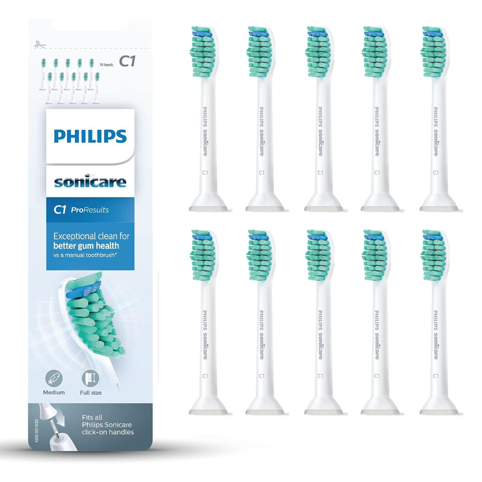 Sonicare Original ProResults Standard Sonic Toothbrush Heads - 10 Pack in White (Model HX6010/32)