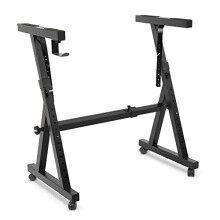 Universal Electronic Black Heavy-Duty Z Style Keyboard Organ Holder Rack Portable Piano Stand W/Adjustable Height and Width, Locking Wheels