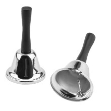 2 PCS 12cmx6.5cm Hand Held Bell, 4.7x2.5 inch Metal Tea Hand Bell, Small Hand Bell for Service Reception Call Bell, Tea Bell, Dinner Bell Silver