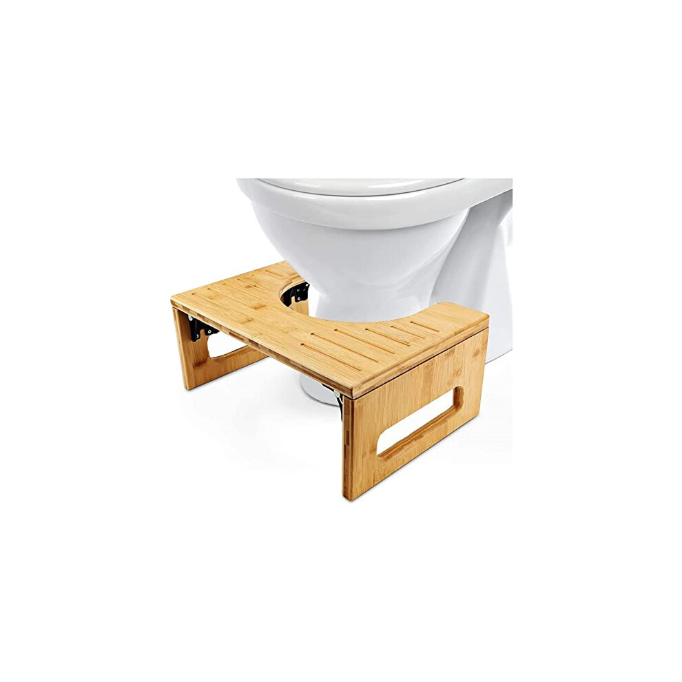 Bamboo Squatting Toilet Stool Collapsible Toilet Potty Stool with Non-Slip Mat Physiological Wooden Footrest 7 Inch Foldable Footrest Squatting Step