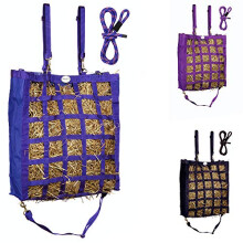 1200D Slow Feed Hay Bag, 3”x3” Opening for Easy Feeding, Adjustable Travel Feeder for Trailer and Stall, Simulates Grazing, Reduces Waste, Comes