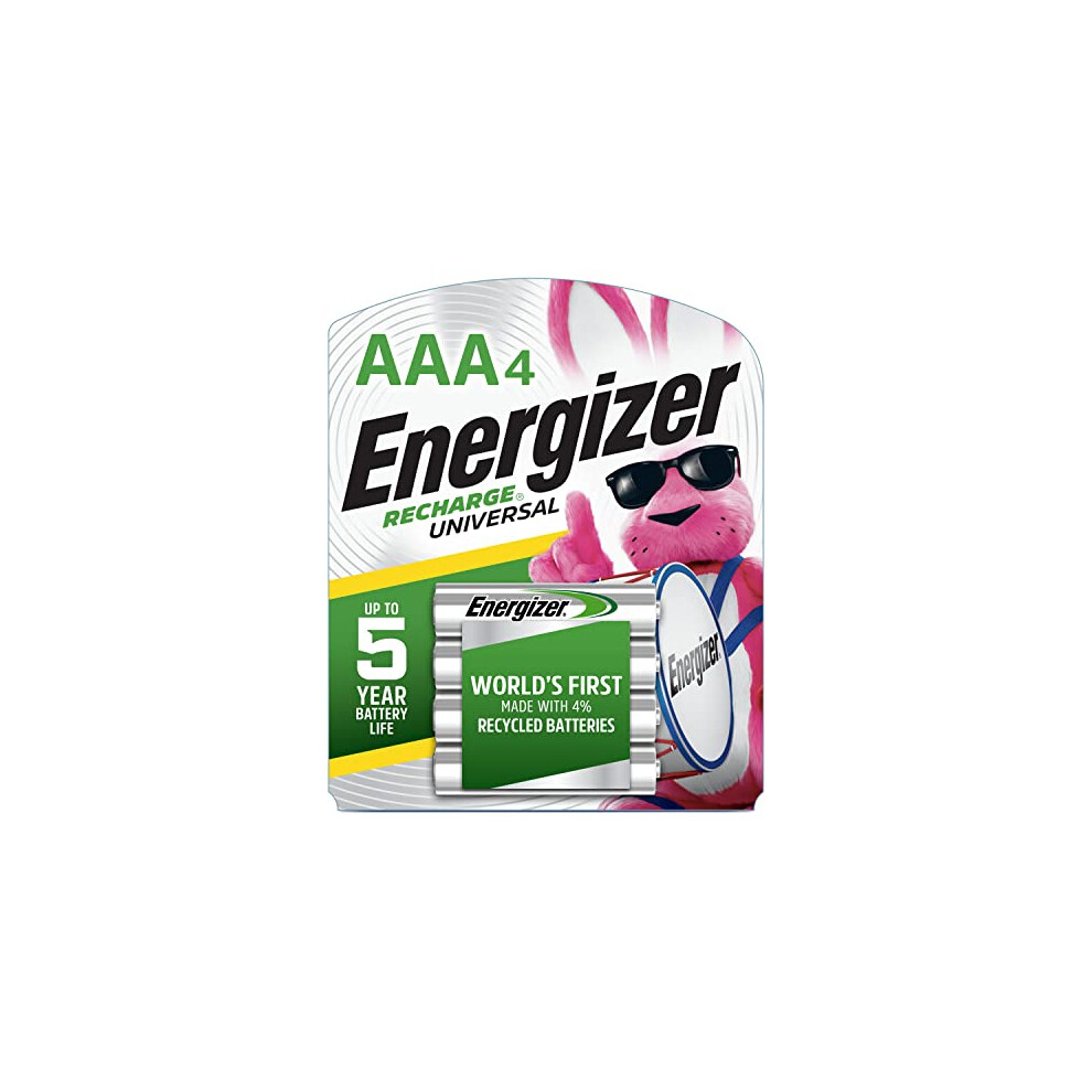 Recharge Universal 700 mAh Rechargeable AAA Batteries, Pre-Charged, 4 count