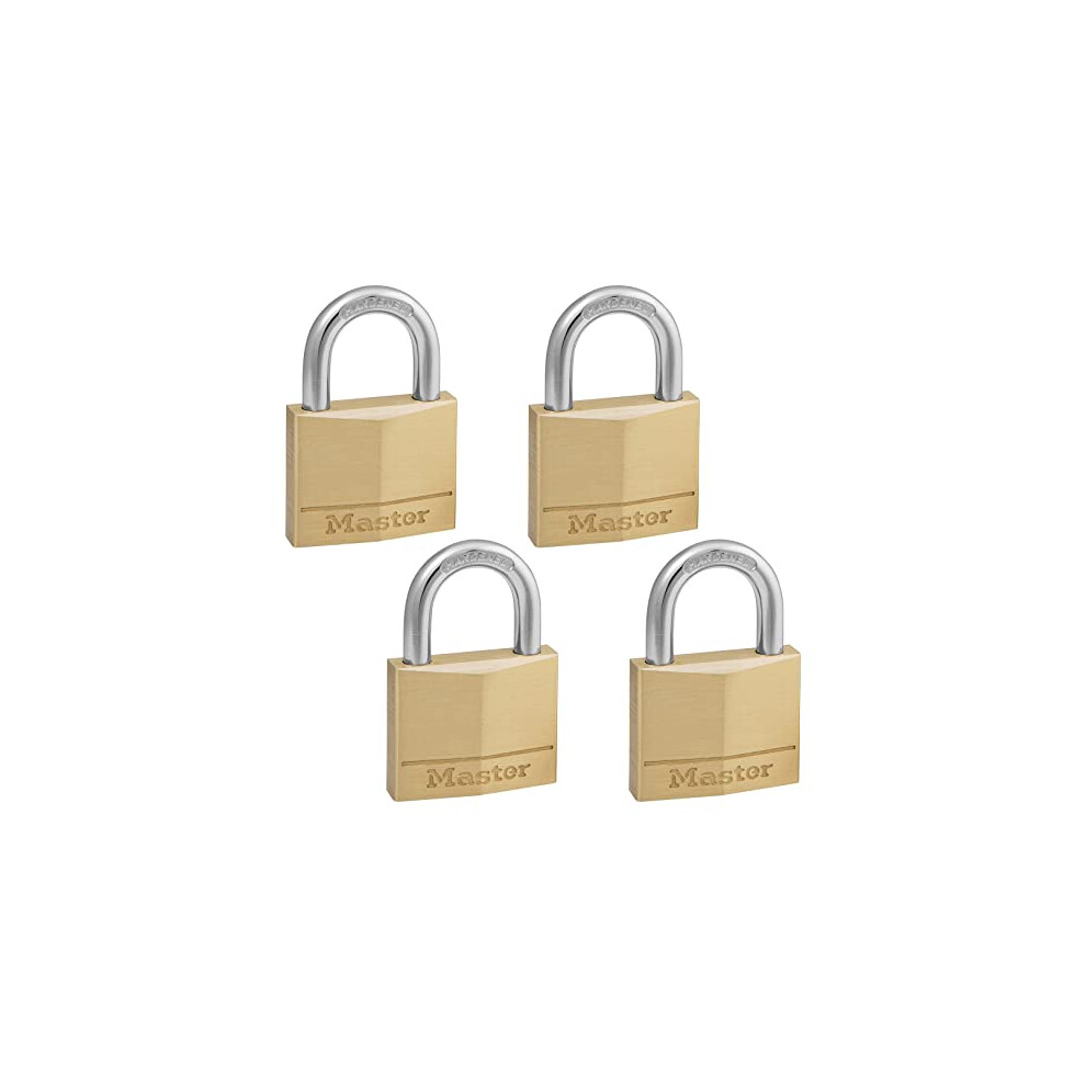 140Q Solid Keyed Alike Padlocks, Brass, Silver, 4 Pack