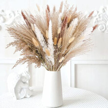 85 Pieces Pampas Grass Artificial Flowers Decorative, Natural Dried Pampas Grass Plants Fluffy Dried Flowers for Home Decor, Boho Living Room