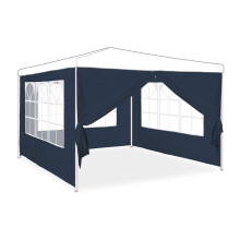 Set of 4 Side Panels for Gazebo, 2 x 3 m, Side Panels, Window and Zip, Waterproof, PE Plastic, Blue