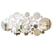41 Pcs Mirror Wall Stickers Self-Adhesive Round Circle Mirrors Mirror Sheets for Home Decoration with 6 Different Sizes 0.87 to 5.9 Inches in Diameter