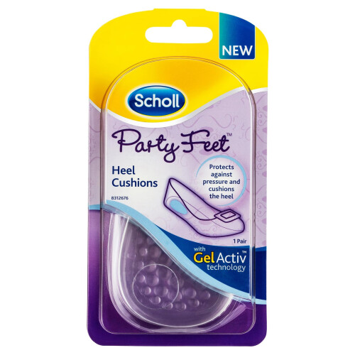 Scholl Party Feet Gel Heel Cushions with GelActiv Technology for Pressure Protection and Heel Comfort - Suitable for Most Shoes, Including High Heels and