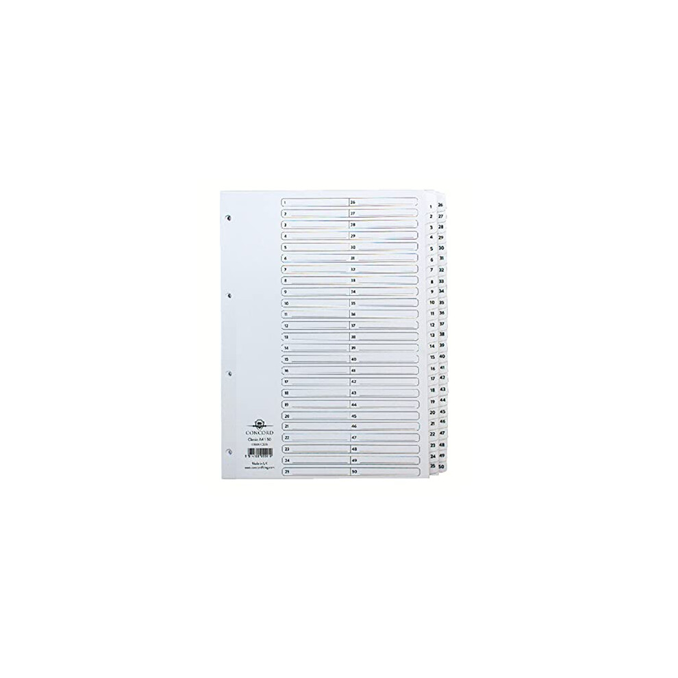 Classic Index Mylar-reinforced Punched 4 Holes 1-50 A4 White Ref 05501/CS55