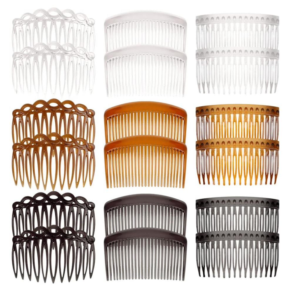 18 Pieces French Side Combs, BOJVESH Plastic Side Hair Twist Decorative Comb with Teeth, Hair Combs Slides Hair Clips Accessories for Women Bridal