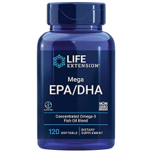 Life Extension, Mega EPA/DHA, Omega-3 from Fish Oil, 120 Softgels, Laboratory Tested, Gluten-Free, Soya-Free, Non-GMO