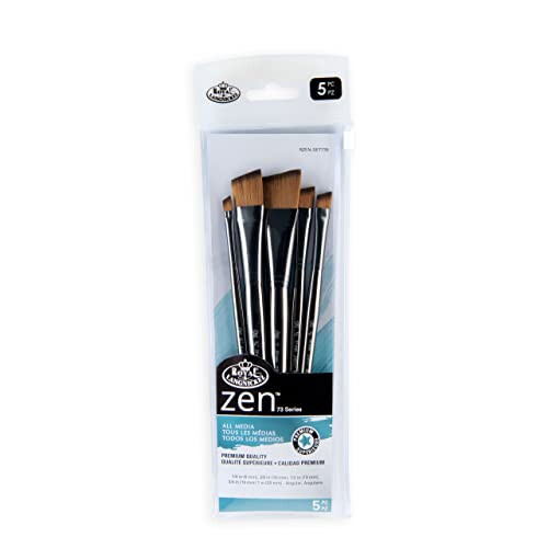 Zen 5 Piece All Media Angular Paint Brush Set,Gold,L 1