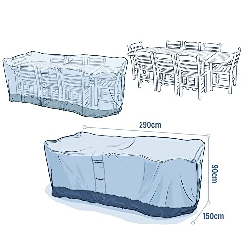 8 Seater Rectangular Table & Chairs Covers 600D Oxford Heavy Duty Water Resistant PVC Lined 1