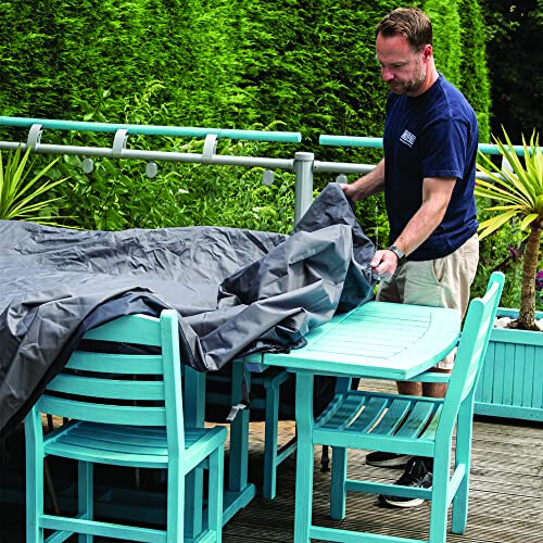8 Seater Rectangular Table & Chairs Covers 600D Oxford Heavy Duty Water Resistant PVC Lined 2