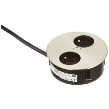 Twist 2S Socket Outlet, Stainless Steel Look, black, 931002