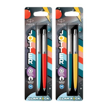 Jotter Originals Ballpoint Pens | Pack of 4 | Glam Rock Collection | Azure Blue, Vermilion, Peacock Blue & Sunshine Yellow | Blue Ink