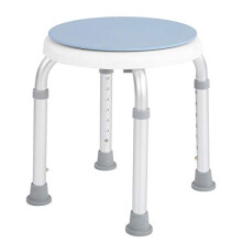 Bath Shower Stool, White Multi Purpose Adjustable Stool,Height Adjustable Aluminum Alloy Swivelling Seat 360Rotating Safety Seat Adjustable Non-Slip