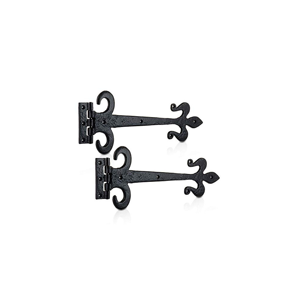 410Mm Black Antique Fleur De Lys Working Hinge, Cast Iron Gate Hinges, Decorative Hinges, Vintage Shed Door Hinge, Ornamental Tee Hinges, Rustic T 5060568903385