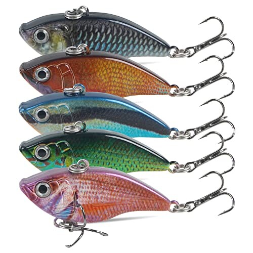 Lipless Crankbait Fishing Lures 5pcs VIB Lures with 3D Eyes, Sinking ...