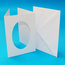 A6 White Hammered 3 Fold Oval Aperture Cards & Envelopes