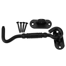 Black Color 201 Stainless Steel Cabin Hook, Sliding Barn Door Latch Lock for Locking Barns Sliding and Double Doors Gates Garage, Gate Latch Lock for