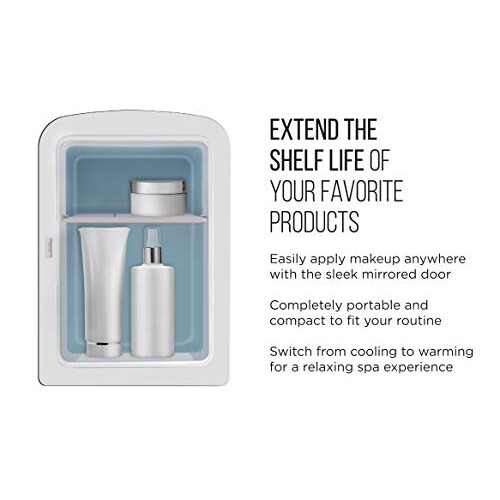 Iceman Portable Mirrored Personal Fridge 4 Litre Mini Refrigerator, Skin Care, Makeup Storage