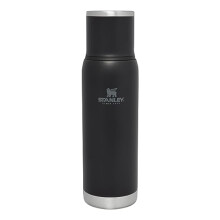 Adventure To-Go Bottle 0.75L - Black - 20 Hours Hot - 25 Hours Cold - Leakproof - Insulated Lid - BPA-Free - Flow Control Pour Through Stopper -