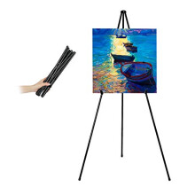 Easel Stand Black Easel Art Display Tripod Collapsible Floor Easel, Lightweight Metal Adjustable Folding Easel for Presentations Posters Art Displays