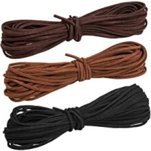 3 Pieces Leather Cord String, 3 mm * 10 m Leather Necklace Cord, Leather String for Jewellery, Leather Lace, Suede Rope, Leather Craft String for