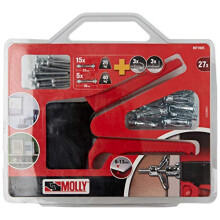 M71925-XJ Set of 20 Fixing Dowels 4 x 33 mm and 10 Dowels 5 x 36 mm + Mounting Pliers, Grey, Set of 27
