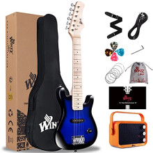 30 Inch Kids Electric Guitar Beginner Kit, Junior 1/4 Size Mini Electric Guitar for Children with Amplifier, Beautiful Chritsmas Guitar Gifts - Glossy