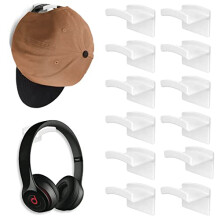 12PCS Adhesive Hat Rack for Wall Mounted, Self Adhesive Hat Hooks Cap Wall Rack Holder Minimalist Hat Rack Baseball Cap Hooks Hat Storage Caps Display